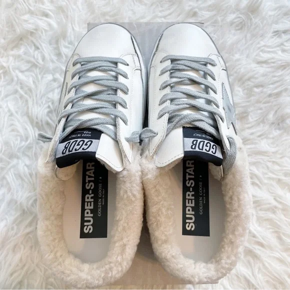 Golden Goose Superstar Sabot Shearling Sneaker White Silver Beige size 38 - Picture 7 of 15